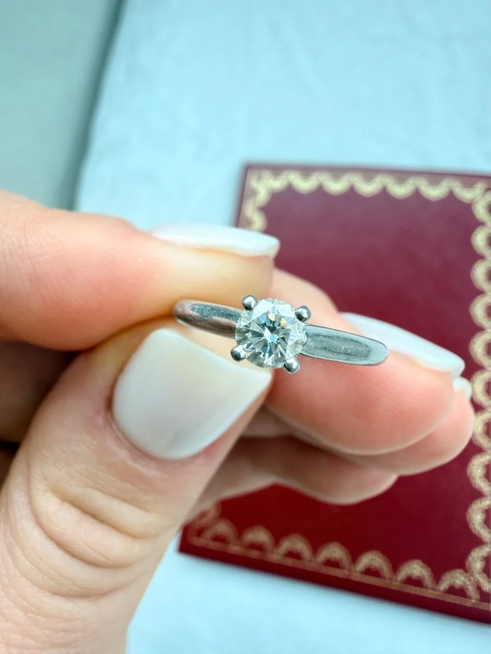 1895 Solitaire Diamond Engagement Ring Platinum Size 46 (3.75)